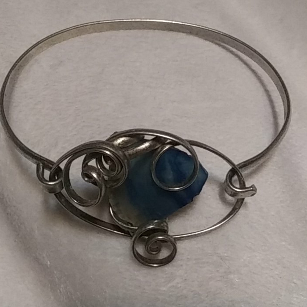 Sterling silver & blue agate cuff bracelet